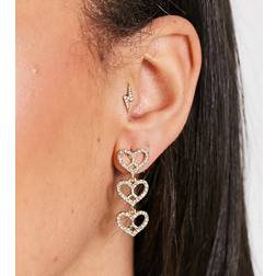 Pieces 18k Plated Hoop Earrings with Heart Drop - Gold