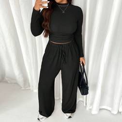 Shein Plus Casual Textured Pants And TShirt Set For Early Autumn
