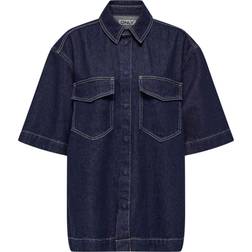 Only Onlsophie Oversize S/S Shirt - Dark Blue Denim Rinse