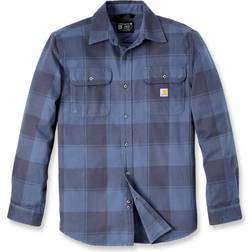 Carhartt Loose Fit Heavyweight Flannel Long-Sleeve Plaid Shirt - Navy