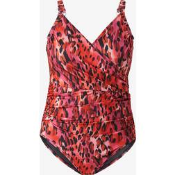 Zizzi Baddräkt sMikka Wrap Swimsuit Aop - Röd