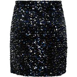 Pieces Kam Sequin Mini Skirt - Black