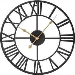 Shein Roman Numerals Metal Large - Silent NonTicking Cafe Hotel Wall Clock 40cm