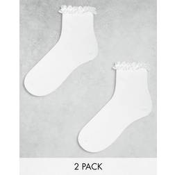 ASOS DESIGN Hvide Sokker Med Flæser Øverst - Hvide