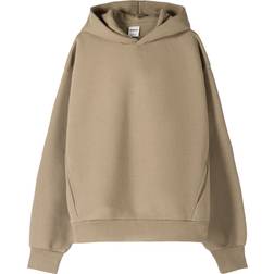 Bershka Beige hættetrøje med firkantet pasform og tone-i-tone-print på ryggen-Neutral