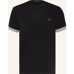 Fred Perry Men's Striped Cuff T-shirt Black