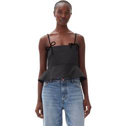 Ganni Duchesse Satin Top Dam Långärmade Blusar Från Magasin Black