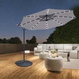 GreenBay 3M Grey Cantilever Banana Parasol with LED Lights