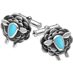 C W Sellors Sterling Silver Turquoise Sheep Cufflinks