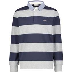 Gant REG Chambray Stripe Heavy Rugger, Grå melange
