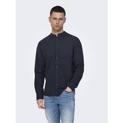Only & Sons CAIDEN LS SOLID LINEN MAO SHIRT Night Sky