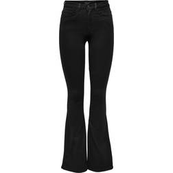 Only Onlroyal High Waist Flared Jeans - Black Denim