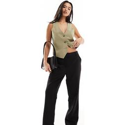 ASOS DESIGN Petite Tailored Slim Straight Ankle Length Trousers - Black
