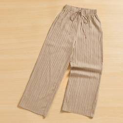 Shein Lässige einfarbige Hose mit Twistdetail und Taschen, weites Bein, 3/4 Länge