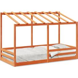 vidaXL Barnsäng Med Tak Vaxbrun 90x200 cm Massiv Furu