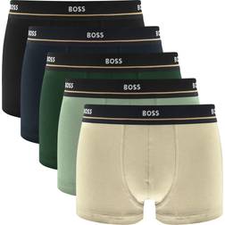 BOSS Five-pack of Stretch Cotton Trunks with Logo Waistbands 5-pack - Light Beige/Blue/Green/Black