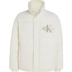 Calvin Klein Oversized Chenille Logo Puffer Jacket - Ivory