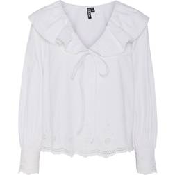 Pieces Annabelle Long Sleeved Top - Bright White