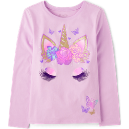 The Children's Place Girl's Unicorn Face Graphic Tee - Lilac Luster (3050572-1253)