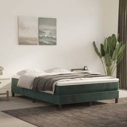 vidaXL Springmadras Med Pocketfjedre 120x210x20 cm Fløjl Mørkegrøn Boxmadras