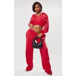PrettyLittleThing Shape Washed Red Wide Leg Joggers, Washed Red