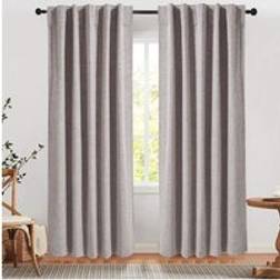 Living and Home 168 cm W x 229 cm H 2 Pcs Faux Linen Back Tab & Pole Pocket Top Blackout Curtains, Beige