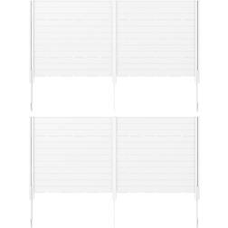 Costway Outdoor Privacy Fence Screen with 5 Ground Stakes - White