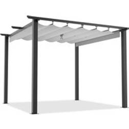 Rattantree 3x3M Outdoor Retractable Pergola with Canopy Patio Metal Shelter - Black/Grey