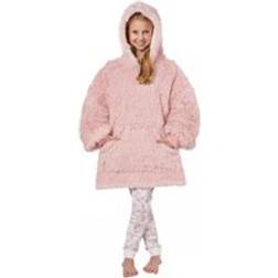 OHS Hoodie Blanket Fluffy Long Fibre Sherpa Fleece Kids Oversized, Blush One