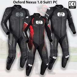 Oxford Nexus 1.0 Leather Motorcycle Suit Black Red, Black/red