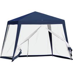 OutSunny Gartenpavillon 3x3m Wetterfest Moskitonetz Blau