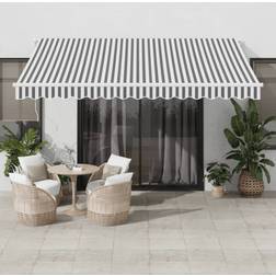 vidaXL Manual Retractable Awning With LED 400x300 cm Anthracite White