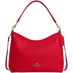 Coach Laurel Shoulder Bag - Pebbled Leather/Gold/Bold Red