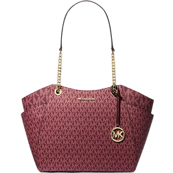 Michael Kors Jet Set Large Signature Logo Shoulder Bag - Oxblood