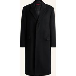 HUGO BOSS Mald2441 Single Breasted Coat In a Wool Blend - Black