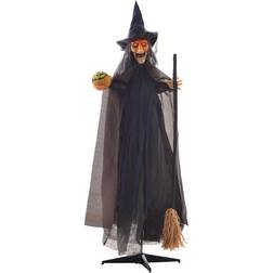 Homcom Party Decorations Witch with Broomstick Brown