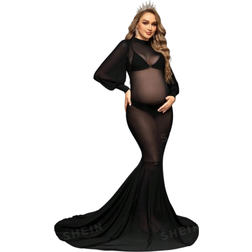 Shein Maternity See-Through Long Sleeve Mermaid Photoshoot Dress