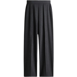 H&M Elegant High Waist Trousers - Dark Grey Mottled