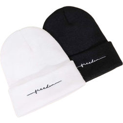 Shein 2pcs Autumn & Winter Unisex Stretch Knit Hat, Fashion Street Style Embroidery Alien Pattern Y2k Warm Beanie Casual