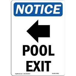 SignMission 12x18" Pool Exit Left Arrow OSHA Notice Sign