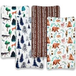 ‎Jola's House Woodland Forest Animals Wood Changing Pad Covers 4-pack