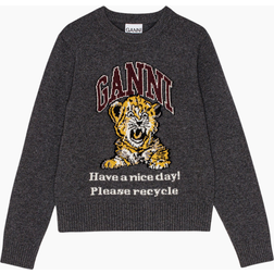 Ganni Dark Grey Tiger Jumper - Grey