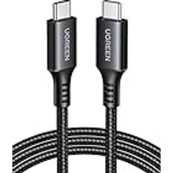 Ugreen USB C-laddningskabel 60W Svart Nylon USB C till USB C-kabel PD 3.0 PPS Kompatibel med iPhone 15 Pro Max Galaxy S23 S22 S21 A54 A34 A14 iPad Pro 12.9 iPad Air 5/Mini 6, Pixel 7 Pro etc. (2M)