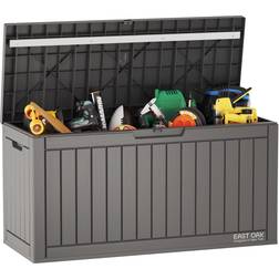 East Oak 60 Gallon Deck Box with Padlock Resin - Grey