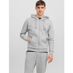 Jack & Jones Enfärgat Hoodie Med Blixtlås Grå - XXL