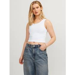 JJXX Fallon Ribbed Cropped Tank Top - White