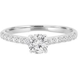 Majesty Diamonds 0.66 CTW Round Diamond Trellis Solitaire with Accents Engagement Ring in 14K White Gold
