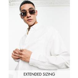 ASOS DESIGN 90s Oversized Linen Blend Shirt - White