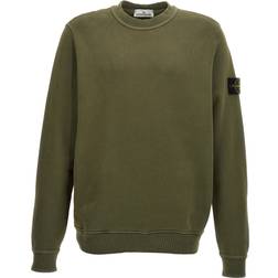 Stone Island Diagonal Fleece Old Effect Crew Neck Sweatshirt - Moss Green