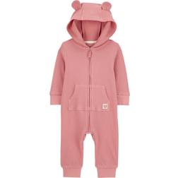 Carter's Baby Bear Hood Zip-Up Thermal Jumpsuit - Pink